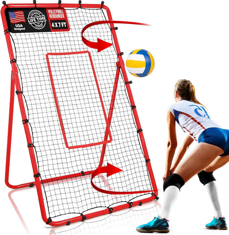 Adjustable Volleyball Rebounder Net 7x4 FT - Durable Steel Frame & High-Tension PE