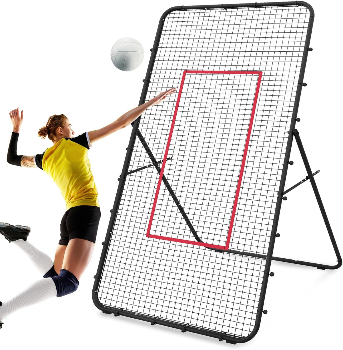 Volleyball Rebounder Net - Training Equipment - Adjustable Rebound Angles 7x4 ft