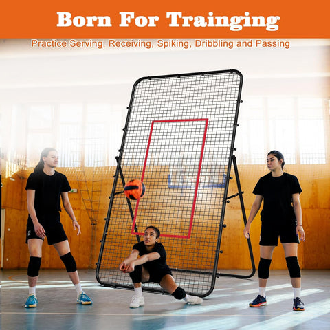 Volleyball Rebounder Net - Training Equipment - Adjustable Rebound Angles 7x4 ft